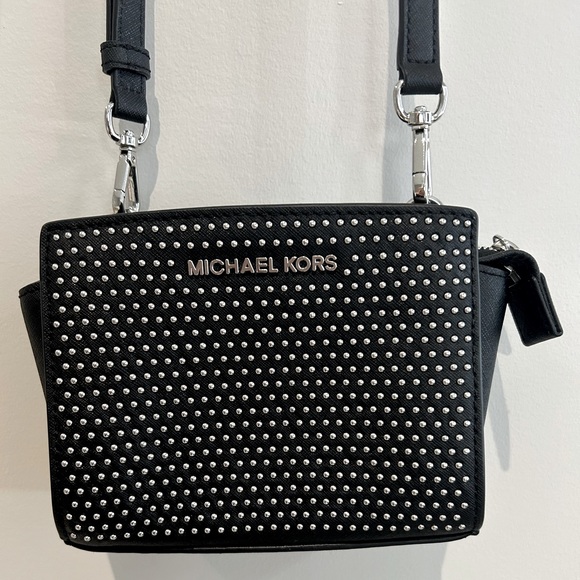 Michael Kors Black Crossbody Bag with Silver Studs - Picture 1 of 15